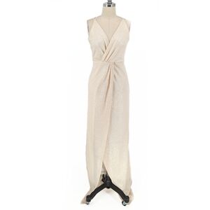 H Halston Sequin Twist Maxi Dress Cream 6 evening formal wedding black tie prom